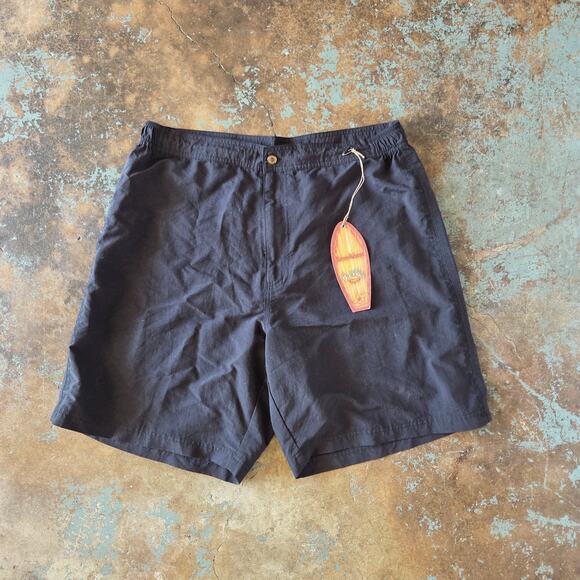 Tommy Bahama Black Board Shorts Size 36 NWT Surf n Turf Beach Wear Drawstring - Picture 1 of 5